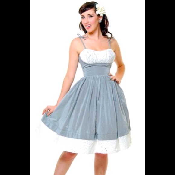 ‼️ ISO: Unique Vintage Pixie Pinstripe Swing with Eyelet Detailing dress - Picture 1 of 1